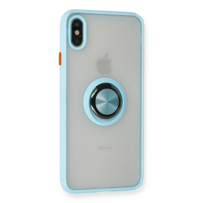 Apple İphone X Kılıf Montreal Yüzüklü Silikon Kapak - Buz Mavi