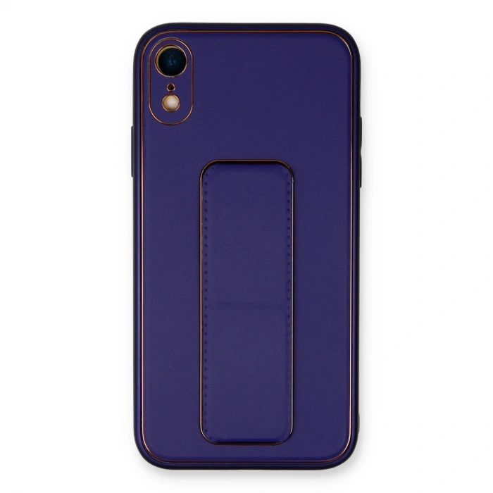 Apple İphone Xr Kılıf Coco Deri Standlı Kapak - Mor