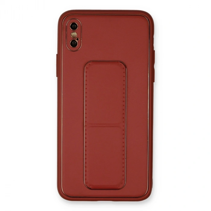 Apple İphone Xs Max Kılıf Coco Deri Standlı Kapak - Fuşya