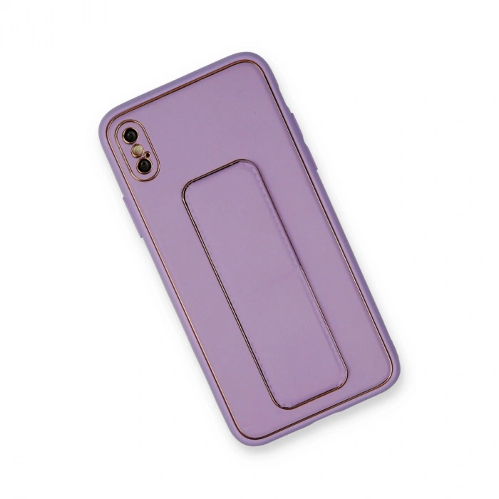 Apple İphone Xs Max Kılıf Coco Deri Standlı Kapak - Koyu Lila