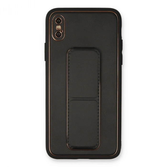 Apple İphone Xs Max Kılıf Coco Deri Standlı Kapak - Siyah