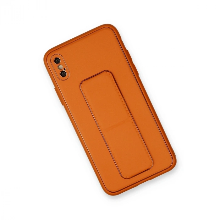 Apple İphone Xs Max Kılıf Coco Deri Standlı Kapak - Turuncu