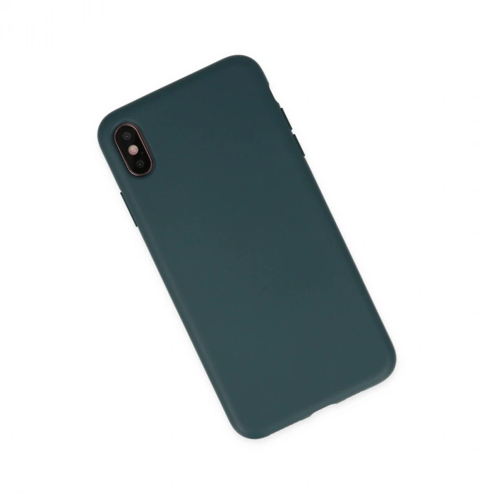 Apple İphone Xs Max Kılıf Nano İçi Kadife Silikon - Koyu Yeşil