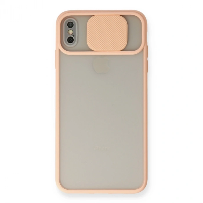 Apple İphone Xs Max Kılıf Palm Buzlu Kamera Sürgülü Silikon - Pembe