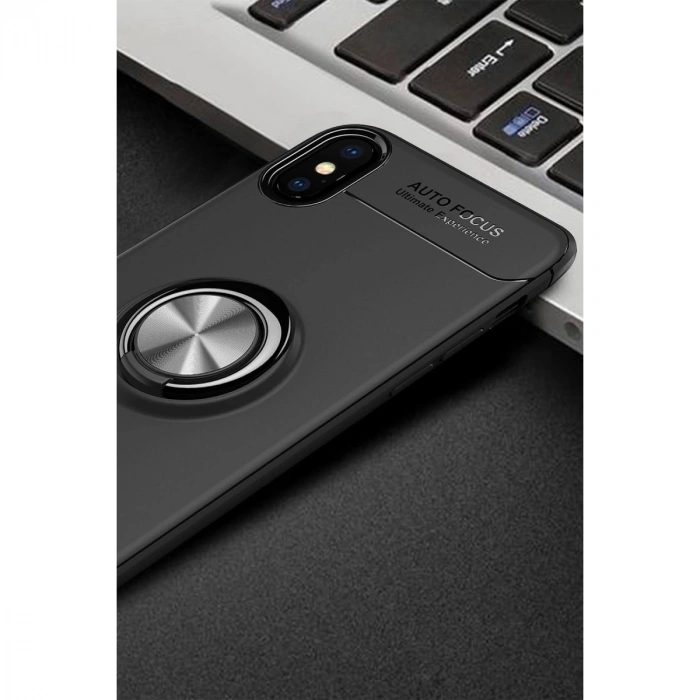 Apple İphone Xs Max Kılıf Range Yüzüklü Silikon - Siyah