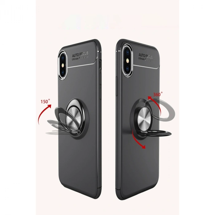 Apple İphone Xs Max Kılıf Range Yüzüklü Silikon - Siyah