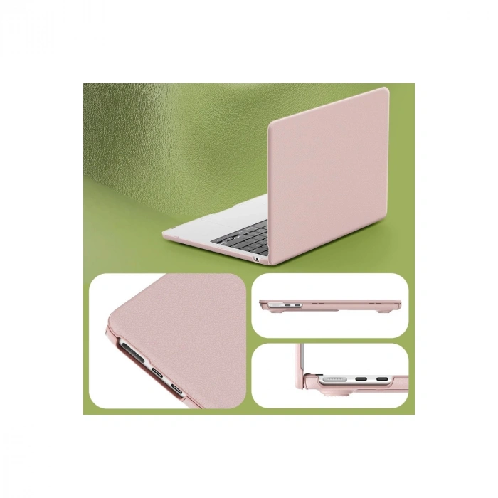 Apple Macbook Pro 14 2021 Macbook Deri Kapak - Pembe