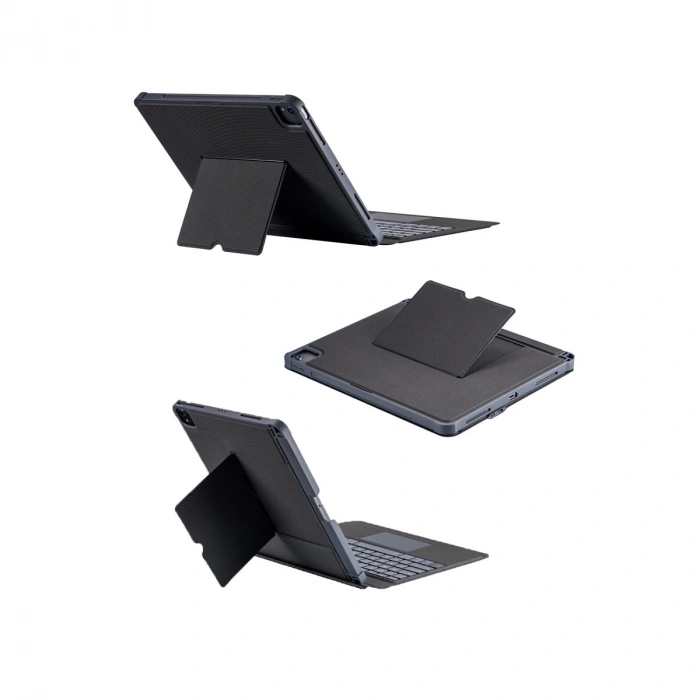 Apple T5509d İpad Pro 12.9 (2022) Kılıf Palermo Ledli Klavyeli Standlı Tablet Kılıfı - Siyah
