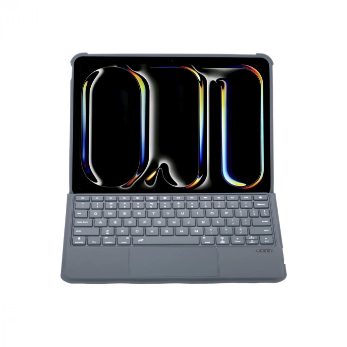 Apple T5510d İpad Pro 13 (2024) Kılıf Palermo Ledli Klavyeli Standlı Tablet Kılıfı - Siyah