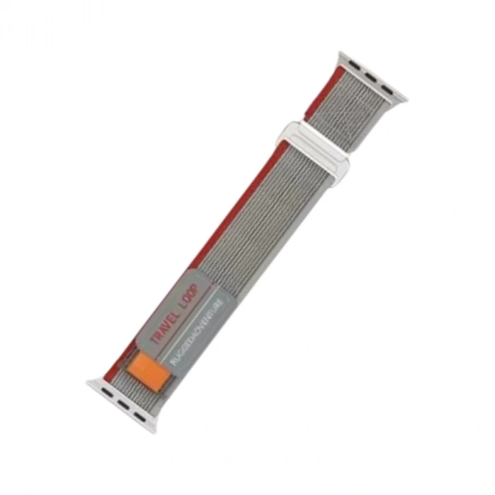 Apple Watch 38mm Alice Kumaş Kordon (saat Değildir) - Gri-kırmızı