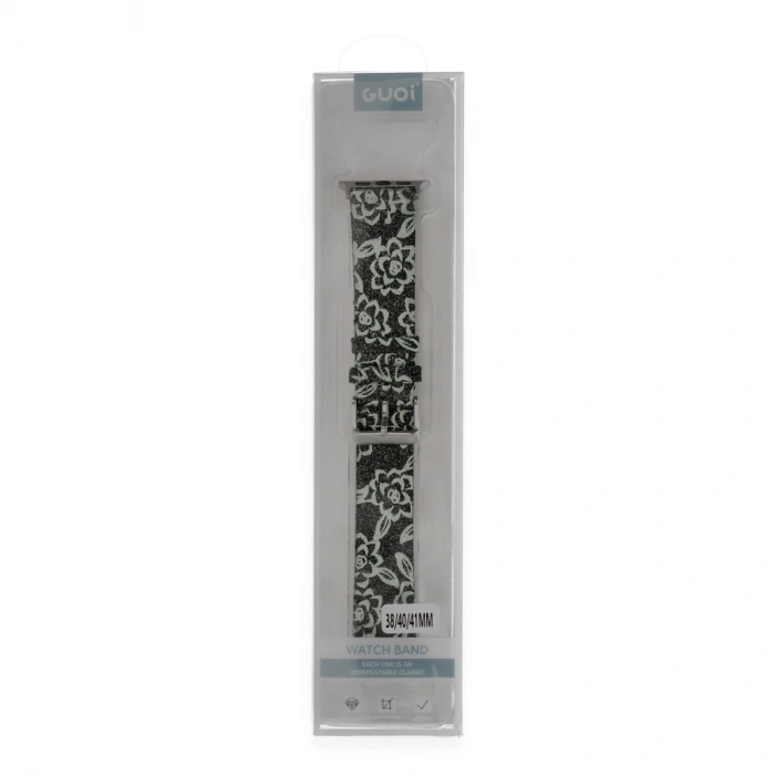 Apple Watch 38mm Creeper Desenli Kordon - Siyah