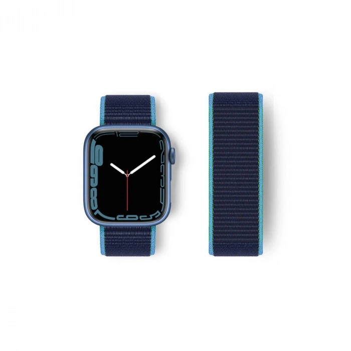 Apple Watch 38mm Hasırlı Cırtcırtlı Kordon (saat Değildir) - Mavi-lacivert