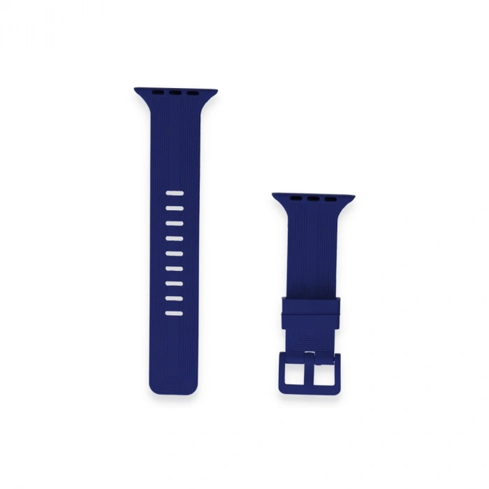Apple Watch 38mm Kr408 Çizgili Silikon Kordon - Lacivert