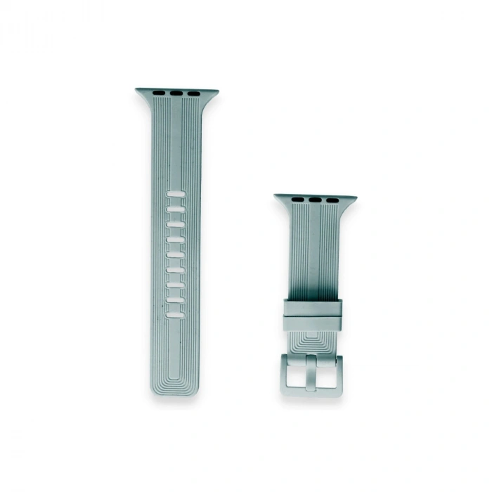 Apple Watch 38mm Kr408 Çizgili Silikon Kordon (saat Değildir) - Yeşil