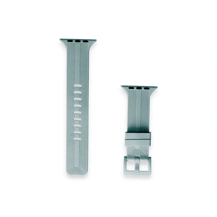 Apple Watch 38mm Kr408 Çizgili Silikon Kordon - Yeşil