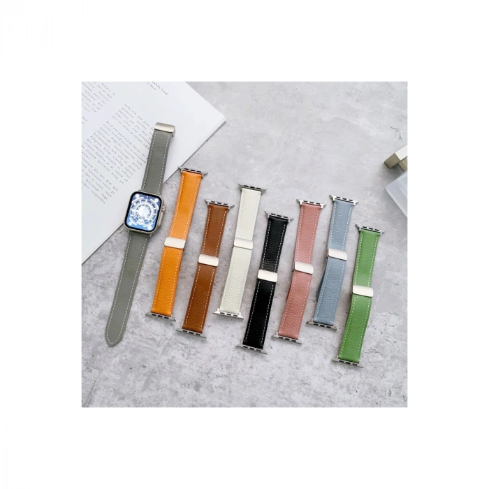 Apple Watch 38mm Kr414 Daks Deri Kordon (saat Değildir) - Koyu Yeşil