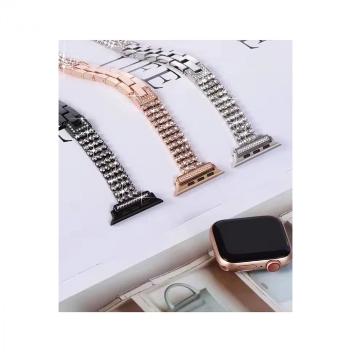 Apple Watch 38mm Live Taşlı Kordon (saat Değildir) - Gold
