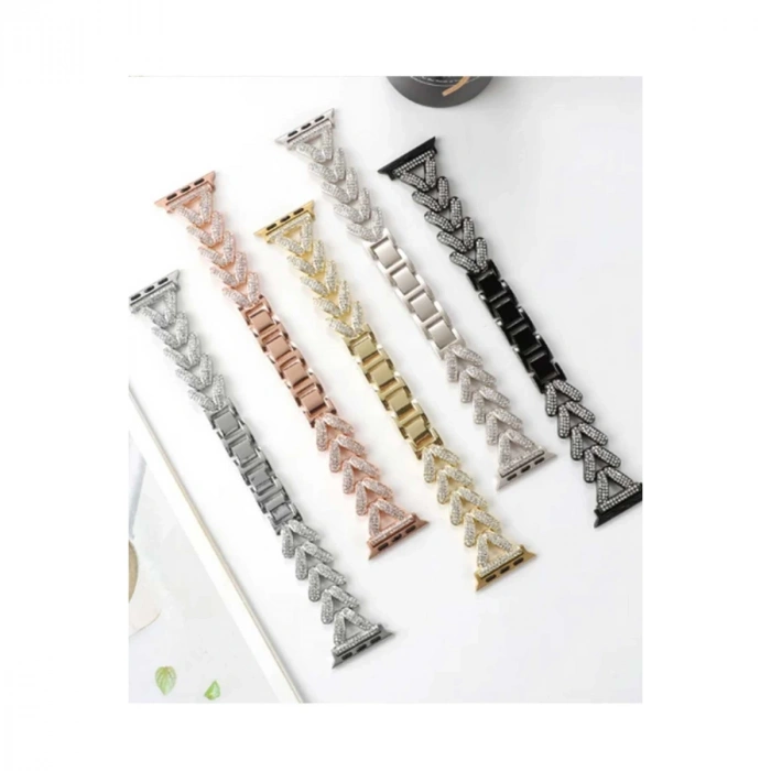 Apple Watch 38mm Node Taşlı Kordon - Siyah