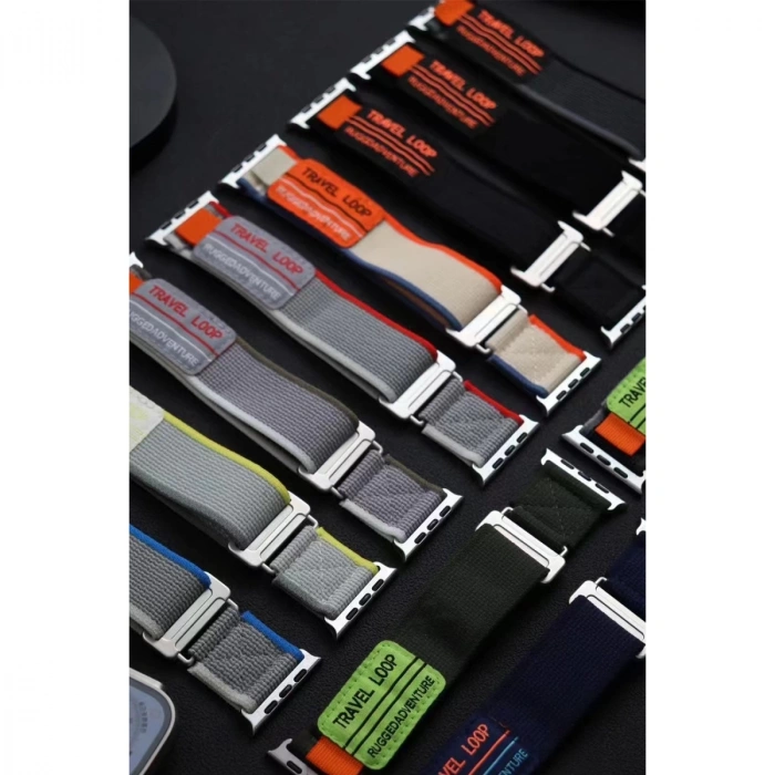 Apple Watch 42mm Alice Kumaş Kordon (saat Değildir) - Yeşil-gri