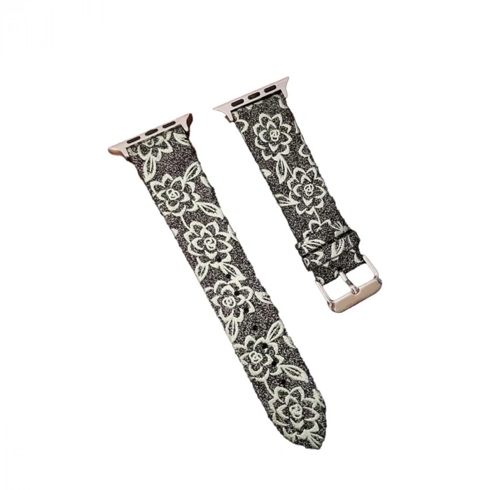 Apple Watch 42mm Creeper Desenli Kordon - Siyah