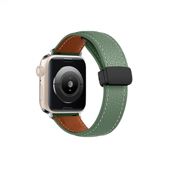 Apple Watch 42mm Kr414 Daks Deri Kordon (saat Değildir) - Koyu Yeşil