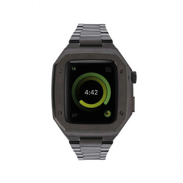 Apple Watch 44mm Metal Petek Kasalı Kordon - Siyah