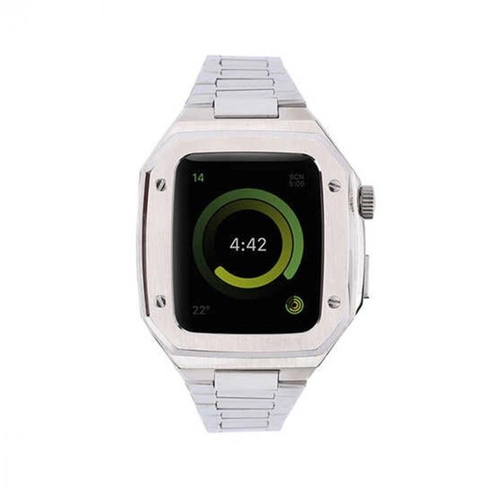 Apple Watch 45mm Metal Petek Kasalı Kordon - Gümüş
