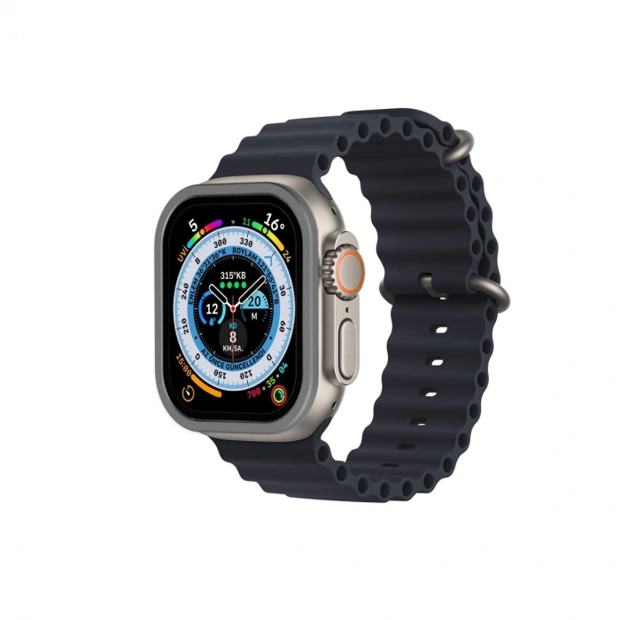 Apple Watch Ultra 49mm Alüminyum Kasa Cam Ekran Koruyucu - Gri