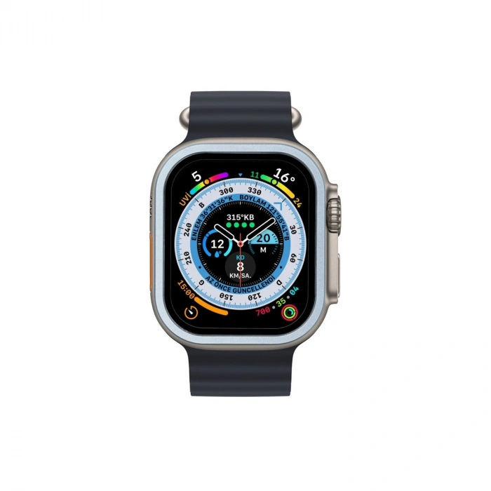 Apple Watch Ultra 49mm Alüminyum Kasa Cam Ekran Koruyucu - Mavi