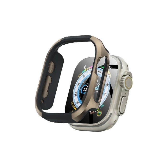 Apple Watch Ultra 49mm Mo-wt3 Alüminyum Camlı Kasa Ekran Koruyucu - Gold