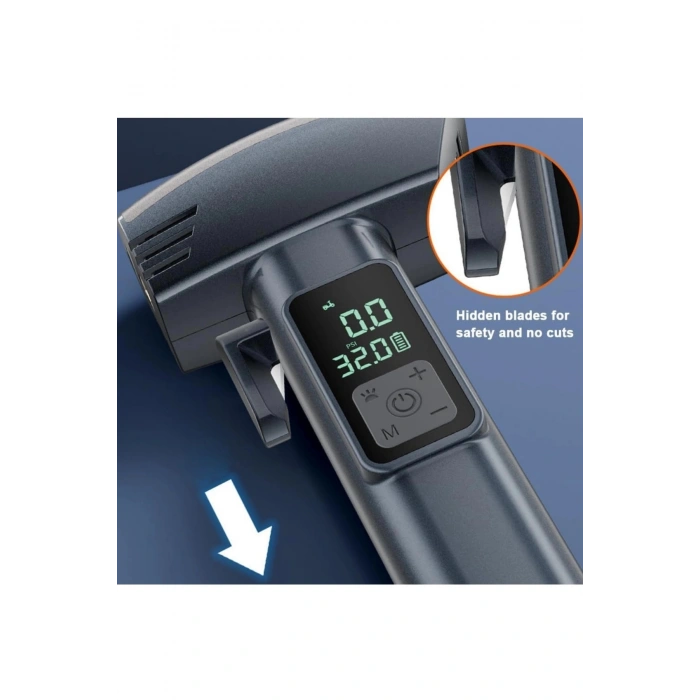 Araba Hava Pompası 4’ü 1 Arada: Kompresör + Cam Kırıcı + Kemer Kesici + Led Işık Şarjlı 4000mah Araç Kompresörlü