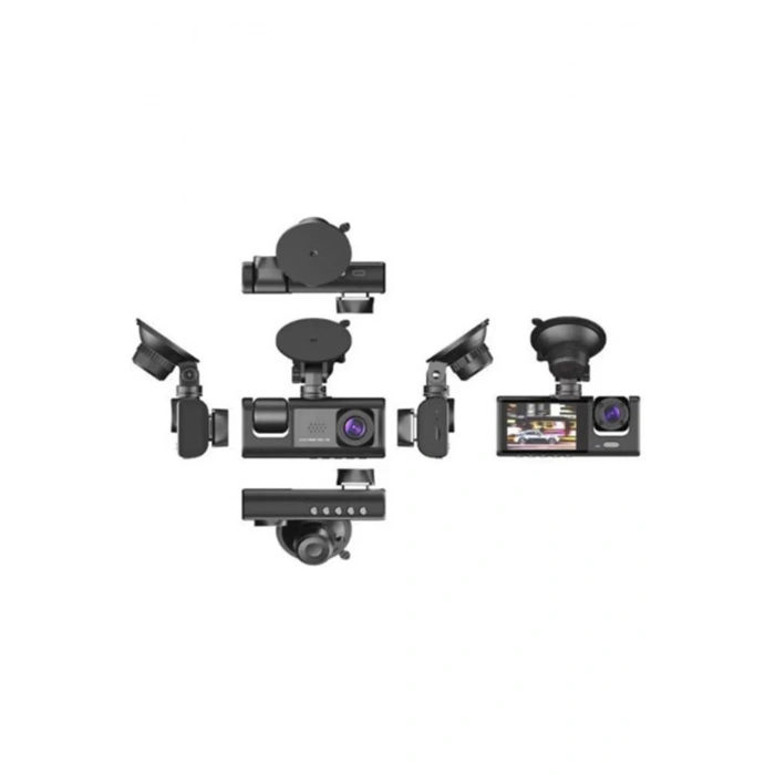 Araç İçi 1080p 3 Kameralı Lcd Ekranlı Gece Görüşlü , G-sensör , Geri Görüş Kamera