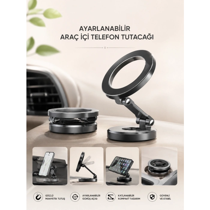 Araç İçi Telefon Tutacağı Manyetik Tasarım Ayarlanabilir