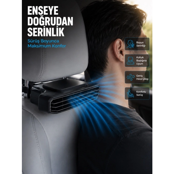 Araç Koltuğu İçin 5 Hız Kademeli Soğutucu Fan Aroma Hazneli Usb-c Şarjlı