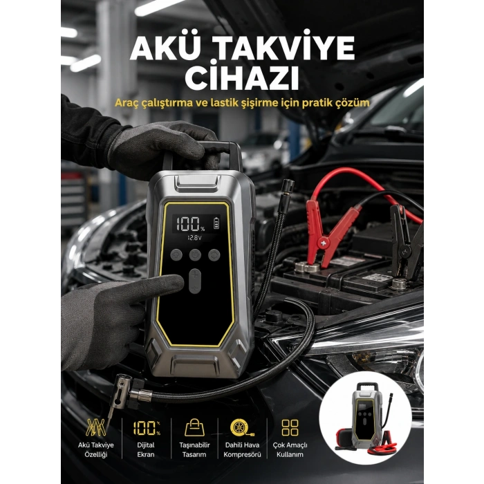 Araç Kullanıcıları İçin Çok Fonksiyonlu Akü Takviye Cihazı