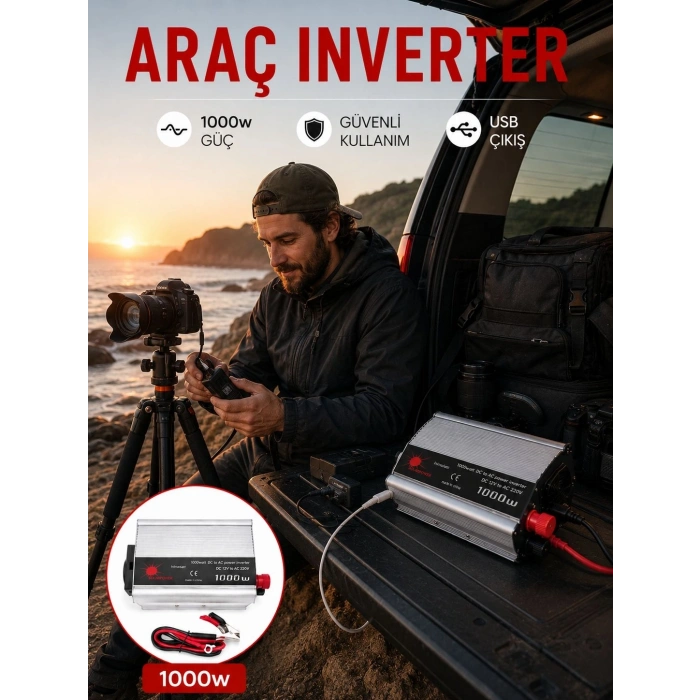 Araçtan Elektrik Kullanımı Sağlayan 1000w Akü İnvertör