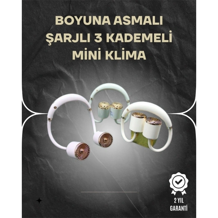 Asılabilir Mini Boyun Fanı | 1000mah Şarjlı, Turbo Güçlü Rüzgar
