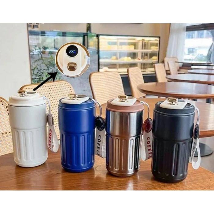 Askılı Ve Derece Göstergeli Vakumlu Mug - 500 Ml Modern Kahve Termosu Alk3136