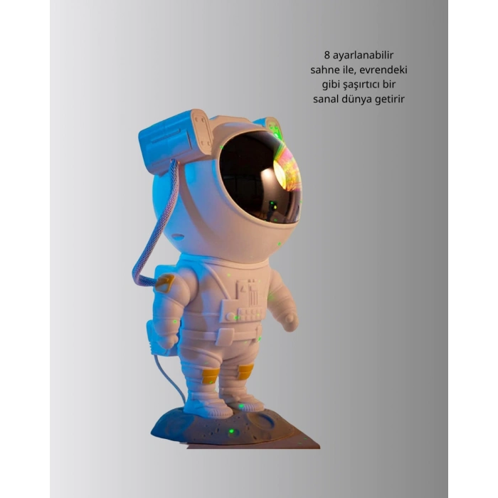 Astronot Şekilli Galaxy Projeksiyon Lambası Nebula Efektli Dekoratif Lamba