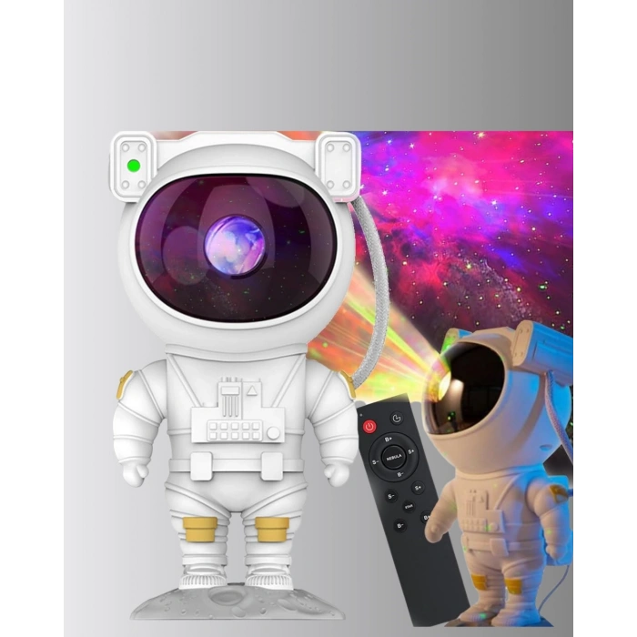 Astronot Şekilli Galaxy Projeksiyon Lambası Nebula Efektli Dekoratif Lamba