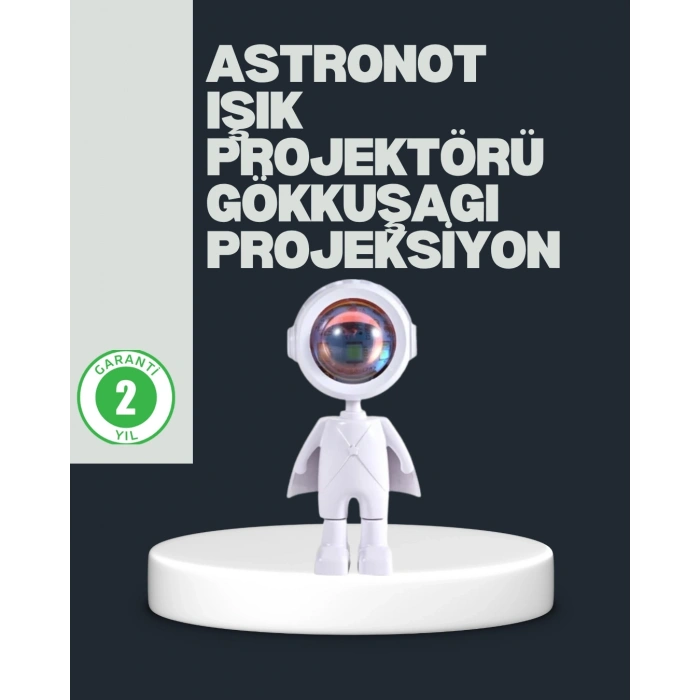 Astronot Tasarımlı Gün Batımı Efektli Şarjlı Led Lamba