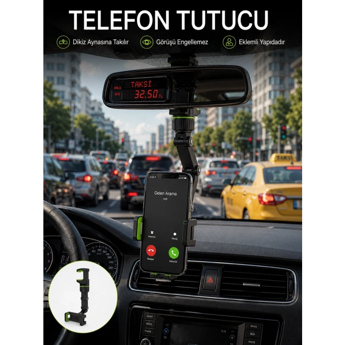 Ayarlanabilir Dikiz Aynası Telefon Tutucu Görüş Açısını Engellemeyen Araç Aparatı