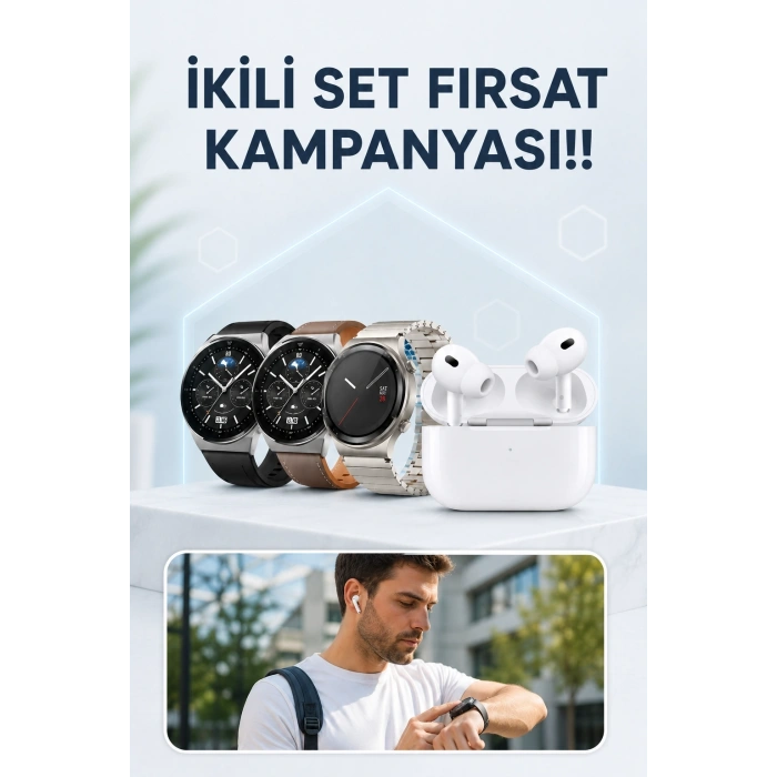 Aynalı Bluetooth Kulaklık Yeni Nesil Akıllı Saat Titreşimli Nabız Ölçer Spor Modları