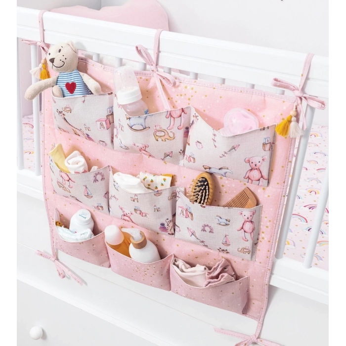 Baby 9 Cepli Bağlamalı Beşik Kenarı Düzenleyici (pembe)