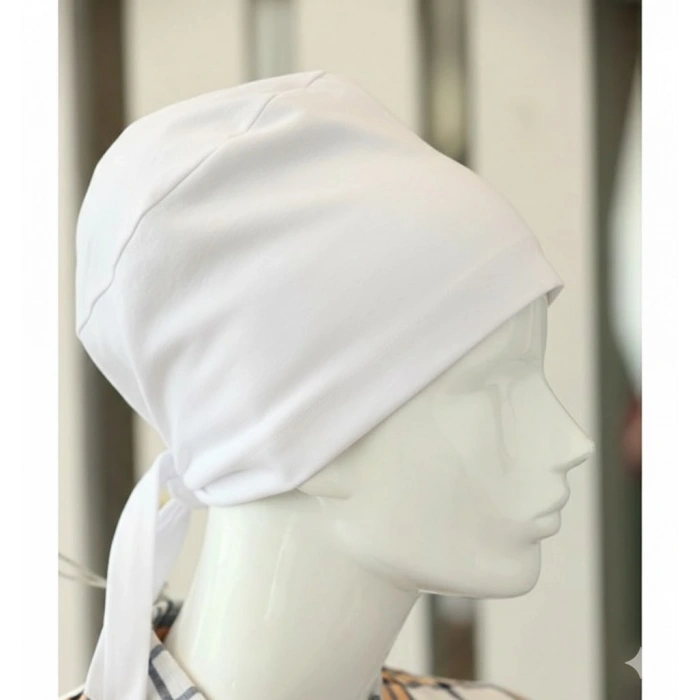 Bağlamalı Tesettür Bone - Bağlamalı Bandana Beyaz 5 Adet (599)