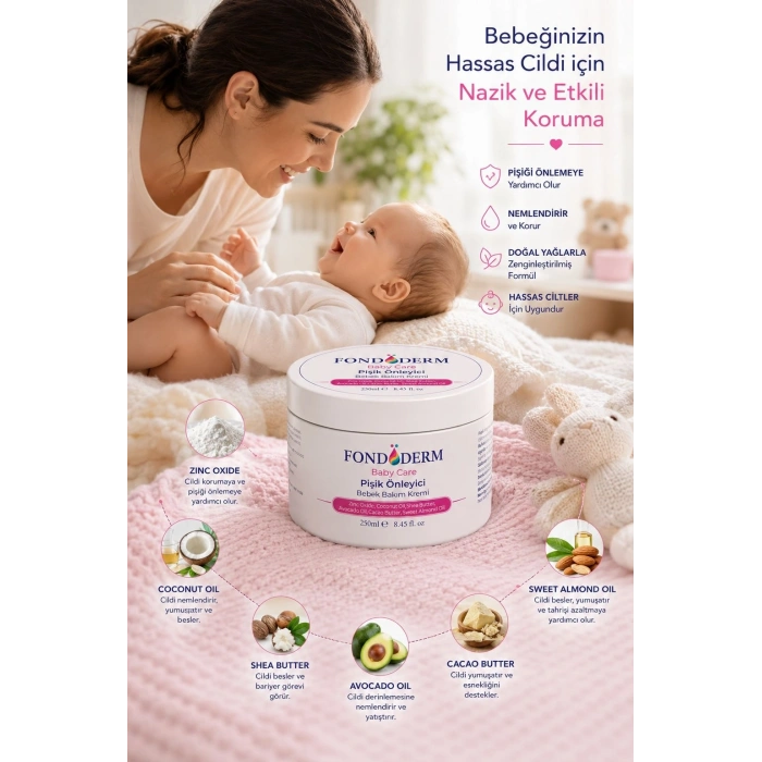Bebek Pişik Giderici Bariyer Krem Onarıcı Yoğun Cilt Bakım Kremi Çinko Oksit Lanolin