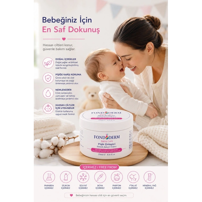 Bebek Pişik Giderici Bariyer Krem Onarıcı Yoğun Cilt Bakım Kremi Çinko Oksit Lanolin