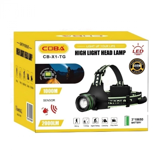 Bedotech Bd-9 60w Tg + Smd Led Alüminyum Alaşımlı Zoomlu Type-c Şarjlı Sensörlü Kafa Feneri