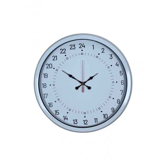 Beyaz 40 Cm Metal 24 Saat Göstergeli Özel Tasarım Duvar Saati