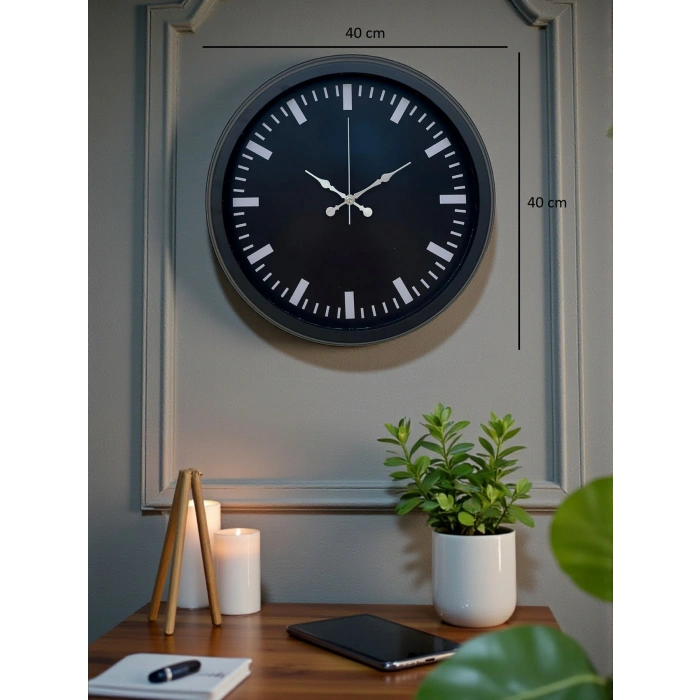 Black Baseline 40 Cm Metal Duvar Saati